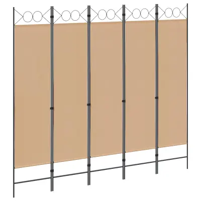 vidaXL 5-panelni pregradni zid Bež 200 x 180 cm Blago