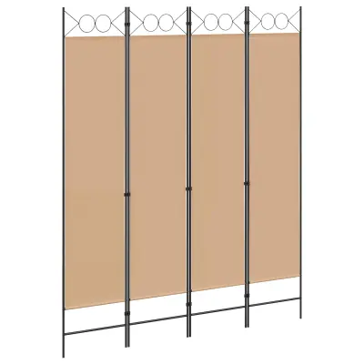 vidaXL 4-panelni pregradnik Bež 160 x 200 cm Blago