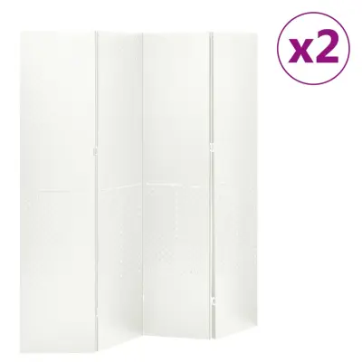 vidaXL Paravan 4-delni 2 kosa bele barve 160x180 cm jeklo