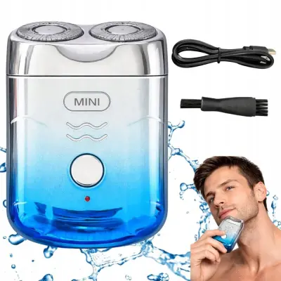 Moški aku. mini električni brivnik 2 glave za obraz in brado USB