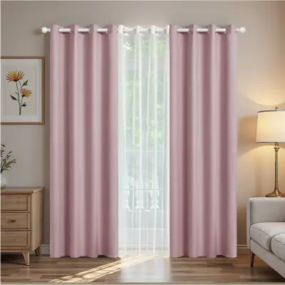 Komplet 3 zatemnitvenih zaves (132x160cm) - Moderne in elegantne draperije Pink