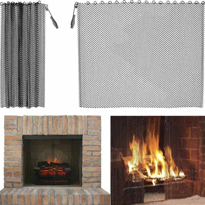 2pcs 24x19in (61x48.3cm) Črni kovinski zavese za iskrenje za kamin