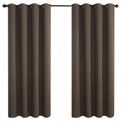 Zatemnitvena zavesa velur rjava 225 x 140 cm, 2 kosa, blackout termoizolacijska žametna zavesa z obročki za zatemnitev oken