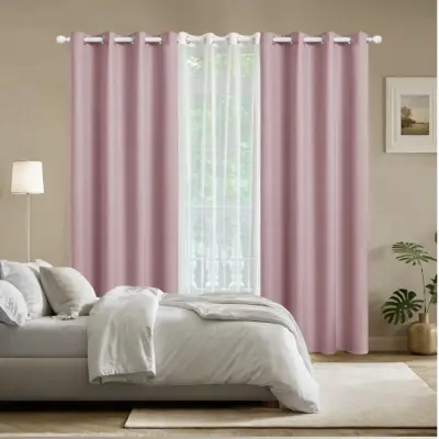 Komplet 3 zatemnitvenih zaves - Poliestrske zatemnitvene plošče s prozorno zaveso Pink