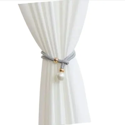 Elegantne zavese z bisernimi vezmi (komplet 2 kosov)