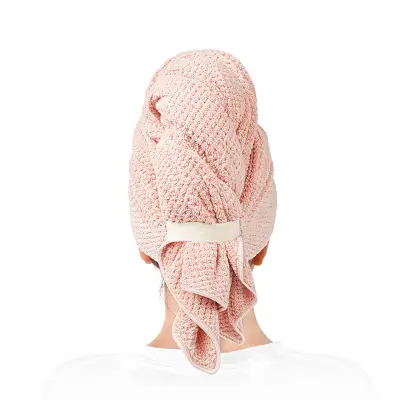 Sušilni turban iz koralne flanele z ananasovim vzorcem, močno vpijanje Pink