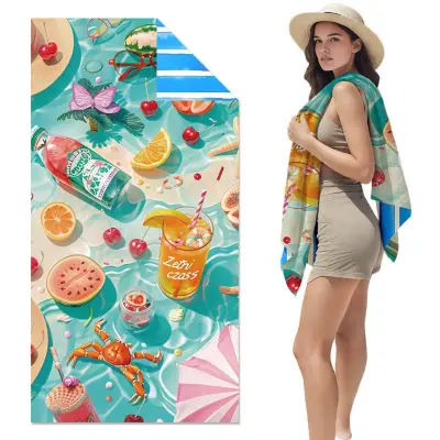 Adult Quick-Dry Microfiber Beach Towel – Thick Double-Sided Fleece, 80x160cm