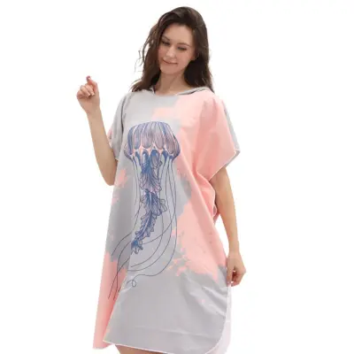 Adult Quick-Dry Microfiber Changing Poncho Robe with Hood, Absorbent
