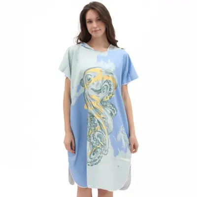 Adult Quick-Dry Microfiber Poncho - Wearable Changing Robe Beach Towel