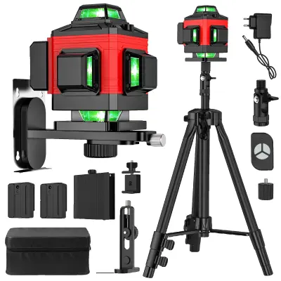 Laser nivo, 360-stopinjska pokritost, daljinski upravljalnik, rdeč