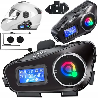 Aku. LED RGB Q58max bluetooth motoristični radijski interkom LCD
