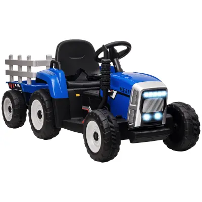 HOMCOM Električni otroški traktor z MP3 funkcijo, 3-6 km/h, moder