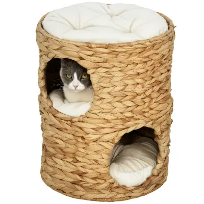 PawHut Praskalnik, visok 50 cm, mačji praskalnik z 2 jamicama, praskalnik z blazino, mačji stolp