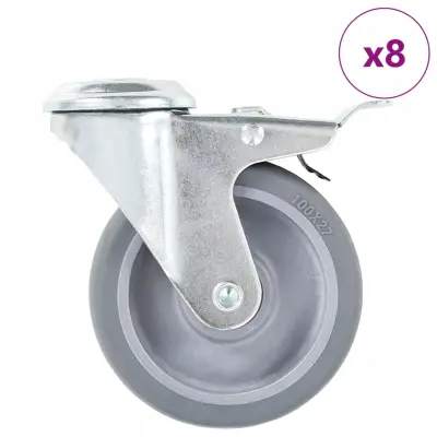 vidaXL Gibljiva kolesa z luknjami za sornik 8 kosov 100 mm