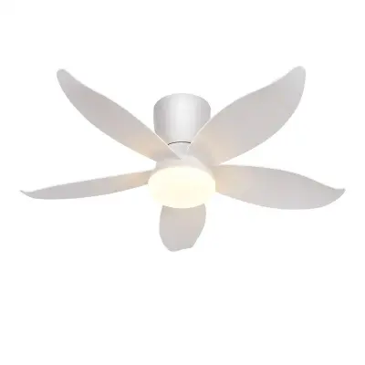 NETTLIFE stropni ventilator z LED lučjo, 5 tihimi lopaticami, bel, zatemnljiv, 6 hitrosti z daljinskim upravljalnikom za spalnico in dnevno sobo