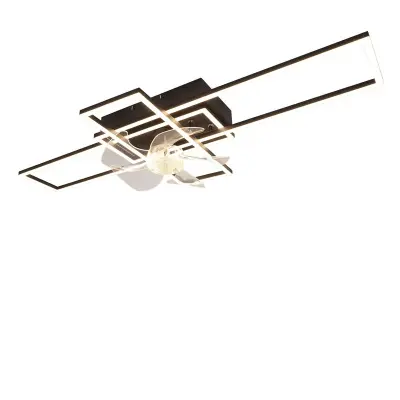 NETTLIFE 94 cm LED stropni ventilator, sodoben zatemnljiv z daljinskim upravljalnikom, 6 hitrosti, časovnik za dnevno sobo, spalnico, jedilnico