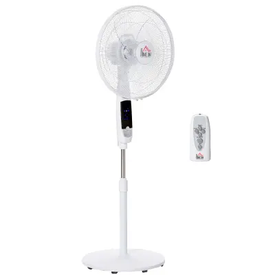 HOMCOM stoječi ventilator ABS, jeklo 45D x 42Š x 138V cm bel