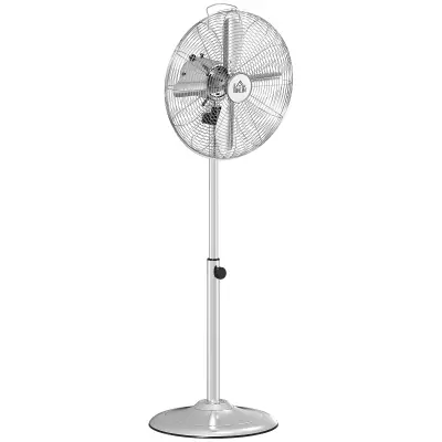 HOMCOM stoječi ventilator jeklo Ø44,5 x 87–120V cm srebrn