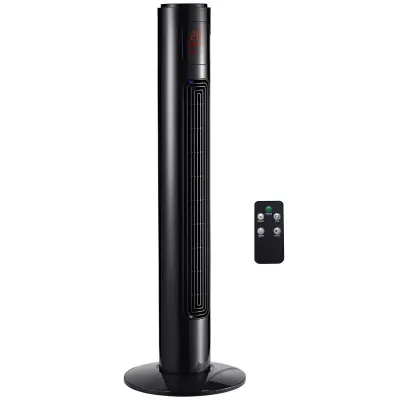 HOMCOM stolpni ventilator ABS 32D x 32Š x 96V cm črn