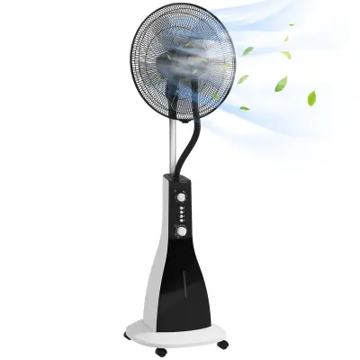 HOMCOM stoječi ventilator kovina, ABS 44,5D x 38,5Š x 120V cm črn