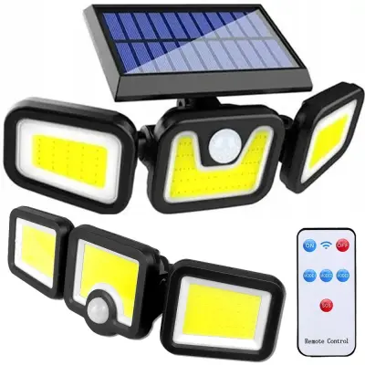 100 LED COB solarna stenska svetilka s senzorjem gibanja 2400mAh IP67 daljinec