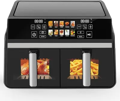 Nettlife 10-litrski cvrtnik z dvema conama in oknom, 2200 W, SYNC & MATCH, zaslon na dotik, 24-urni časovnik, primeren za pomivanje v pomivalnem