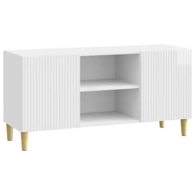 vidaXL TV omarica Bela visok sijaj 102 x 34,5 x 50 cm Inženirski les