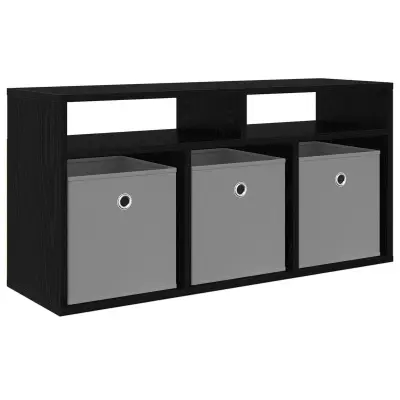 vidaXL Nizek šalter s predalom Črna Orehovina 87 x 27,5 x 43 cm