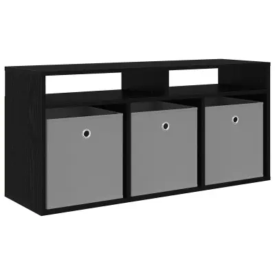 vidaXL Nizek šalter s predalom Črna Orehovina 102 x 32 x 48,5 cm