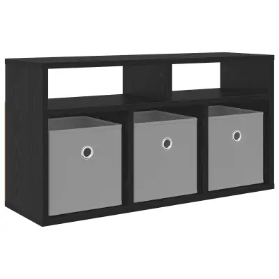 vidaXL Nizek šalter s predalom Črna Orehovina 72 x 22,5 x 38 cm