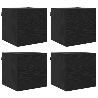 vidaXL Kabinet za televizor na steni 4 pcs Črni hrast Inženirski les