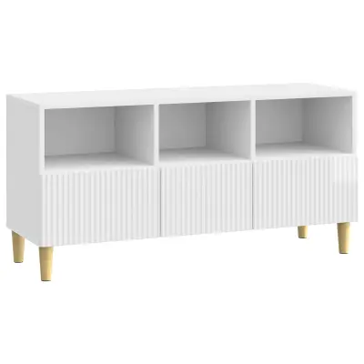 vidaXL TV omarica Bela visok sijaj 102 x 34,5 x 50 cm Inženirski les