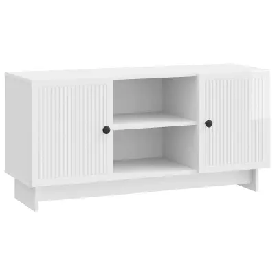 vidaXL TV omarica Visok sijaj bela 102 x 34,5 x 50 cm Konstruiran les