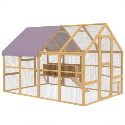 PawHut Kokošnjak 5,2 m² približno 2,8 x 1,8 x 1,9 m, lesen ograjski prehod z vrati