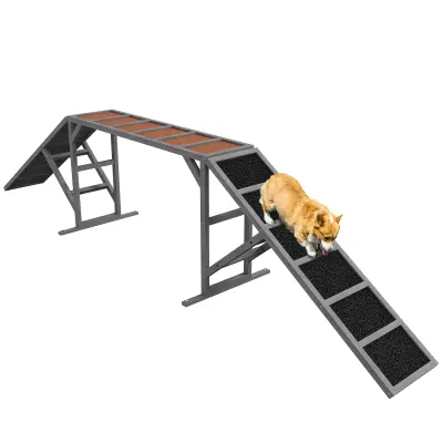 PawHut Most za agility za pse z varnostno palico, nedrseča površina, do 40 kg, siv