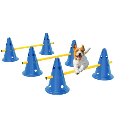 PawHut Komplet za agility za pse, 3-delna oprema za agility za trening psov, komplet za ovire