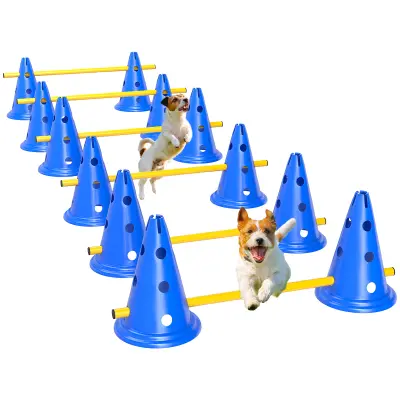 PawHut Komplet za agility za pse, 6-delna oprema za agility trening psov, komplet za preskakovanje ovir