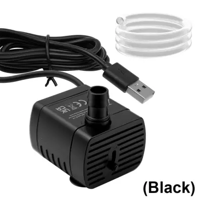 1,5 m USB potopna vodna črpalka z nastavljivim ventilom - brezkrtačna 5V mikro črpalka, nerjaveče jeklo 304+ABS, IPX8 Black