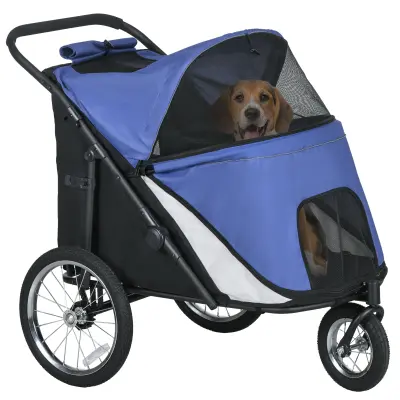 PawHut Pasji voziček/voziček za pse z mrežastimi okni, zložljiv, do 30 kg, Oxford, moder