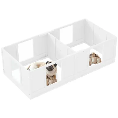 PawHut Pasji boks za majhne pse, pralni, prozoren, 2-prostorna zasnova, 164 x 80 x 48 cm