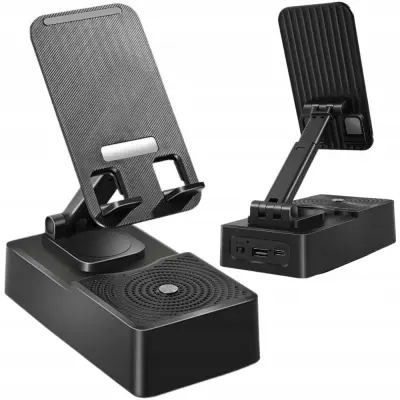 Aku. držalo za telefon z bluetooth zvočnikom 360 USB črno