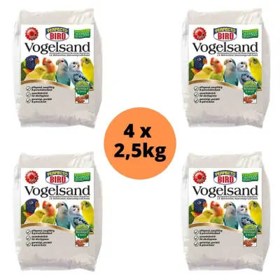 4 x Naravni Vogelsand za ptice 2,5 kg - Vpijajoč pesek za čistočo in dobro počutje