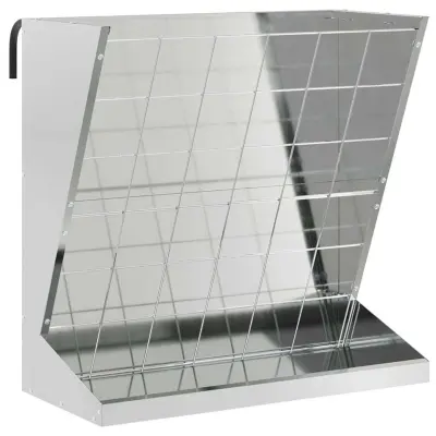 vidaXL Hranilnik za seno srebrna 71 x 33 x 70 cm Cinkana jeklena