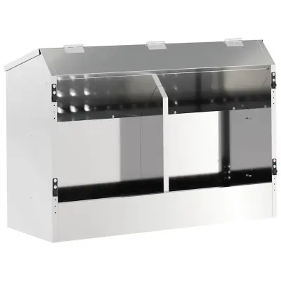 vidaXL Hranilnica za zajce srebrna 64.5 x 25.5 x 45.5 cm