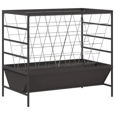 vidaXL Hranilnica za živino Črna 100 x 60 x 90 cm Hladno valjana jeklo