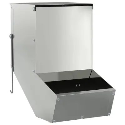 vidaXL Hranilnica za zajce srebrna 17,5 x 26 x 28,5 cm Cinkana jeklena