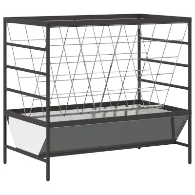 vidaXL Hranilnica za živino srebrna 100 x 60 x 90 cm Cinkana jeklena
