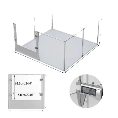 Akrilni pasji igrišče, visoka prosojnost, trden aluminijast okvir, 132x132x80.5cm (L)