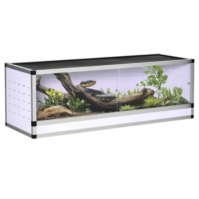 PawHut Aluminijast terarij za plazilce, pajkovce, terarij za vzrejo plazilcev, srebrn