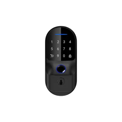Tuya WiFi združljiva prstna pametna ključavnica z enim jezičkom, prst+PIN+kartica+app+ključ, aluminij, črna
